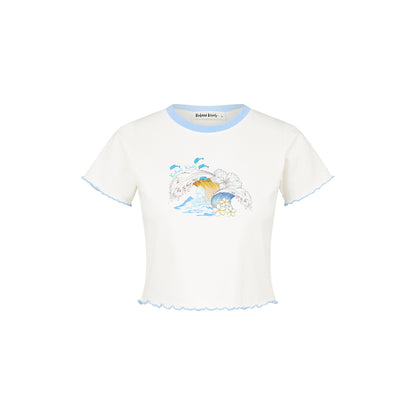 Lettuce Cropped Mini Tee - Blue Crush