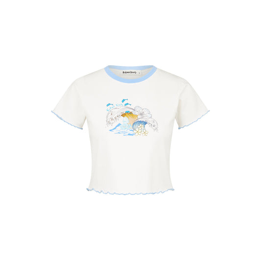 Lettuce Cropped Mini Tee - Blue Crush