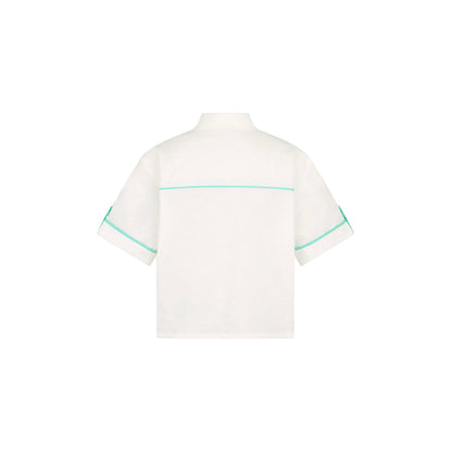 Cropped Button Up Shirt - Crystal Tides
