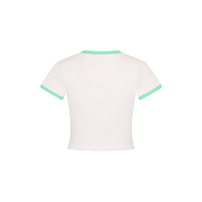 Printed Crop Baby Tee - Ocean Honey