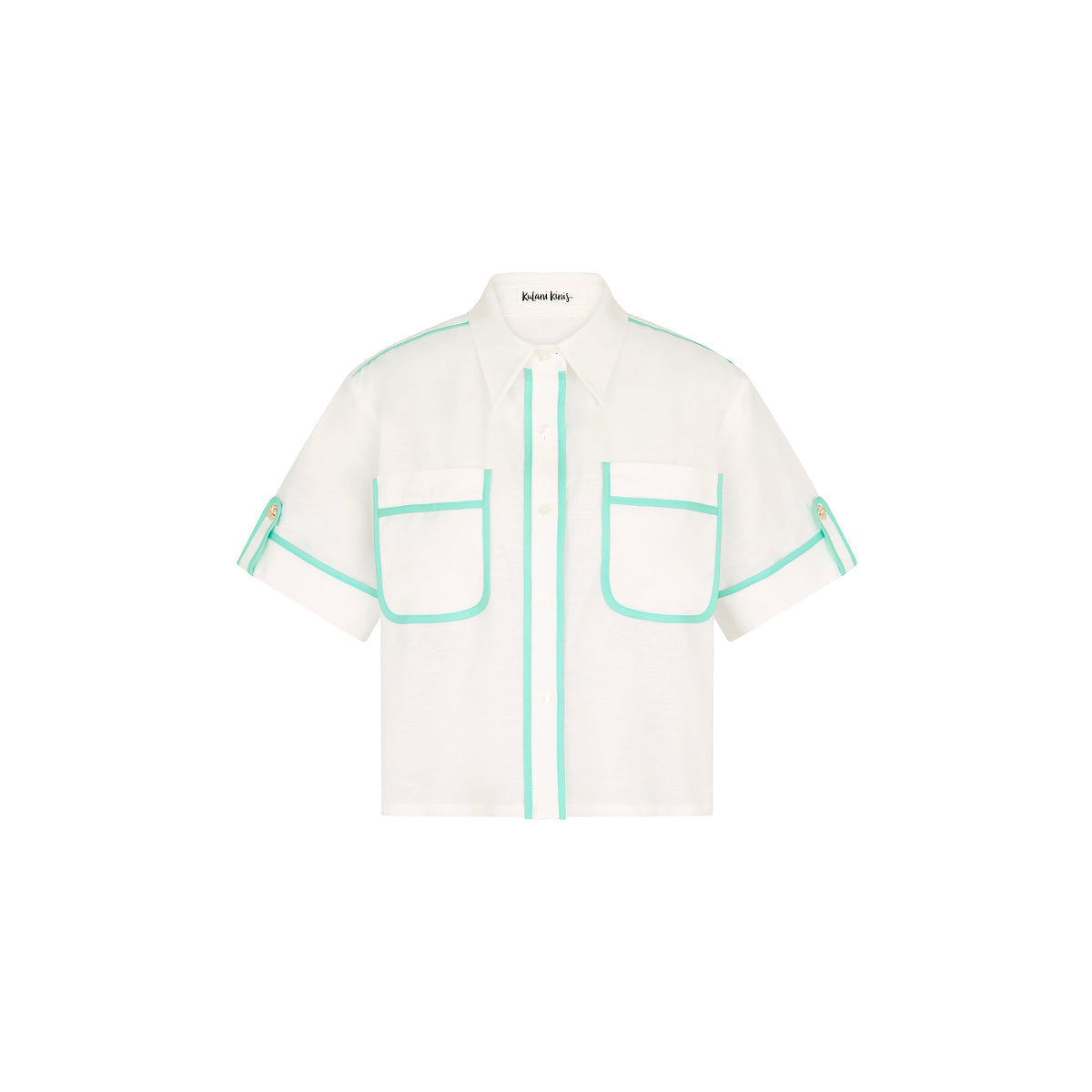 Cropped Button Up Shirt - Crystal Tides