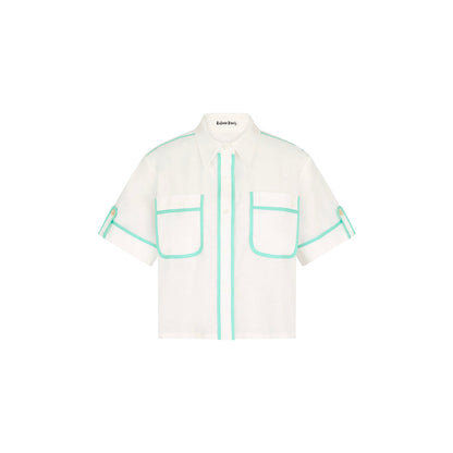 Cropped Button Up Shirt - Crystal Tides