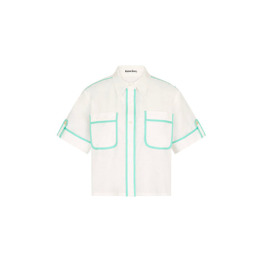 Cropped Button Up Shirt - Crystal Tides