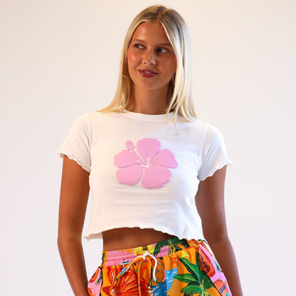 Lettuce Cropped Mini Tee - Whipped White