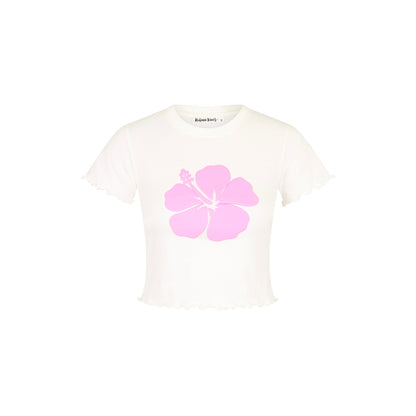 Lettuce Cropped Mini Tee - Whipped White