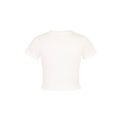 Lettuce Cropped Mini Tee - Whipped White