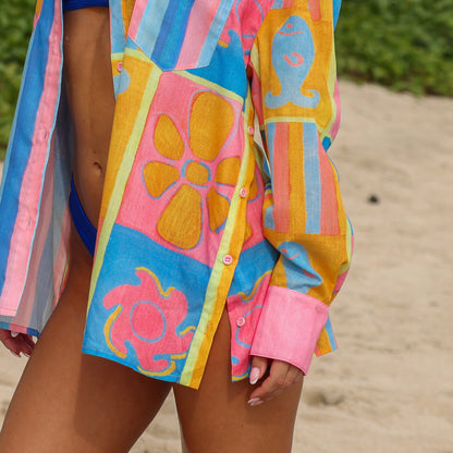 Long Sleeve Beach Shirt - Seaside Stripe