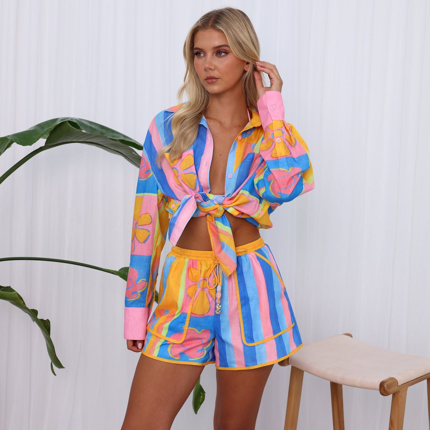 Long Sleeve Beach Shirt - Seaside Stripe