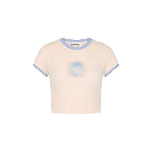 Printed Crop Baby Tee - Salt Breeze