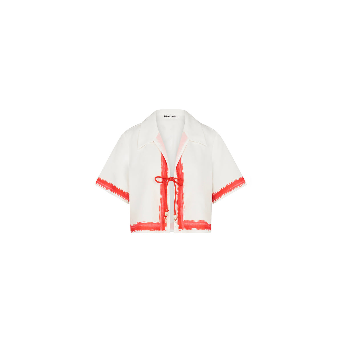 Short Sleeve Tie Up Shirt - Cherry Glaze