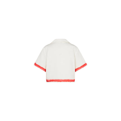 Short Sleeve Tie Up Shirt - Cherry Glaze
